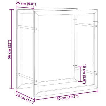 vidaXL Ραφιέρα Καυσόξυλων Ματ Μαύρο 50x28x56 εκ. Ατσάλι