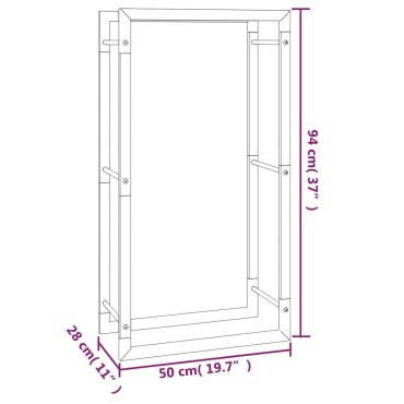 vidaXL Ραφιέρα Καυσόξυλων Ματ Μαύρο 50x28x94 εκ. Ατσάλι