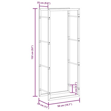 vidaXL Ραφιέρα Καυσόξυλων Ματ Μαύρο 50x28x132 εκ. Ατσάλι