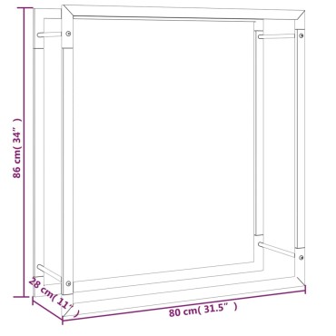 vidaXL Ραφιέρα Καυσόξυλων Ματ Μαύρο 80x28x86 εκ. Ατσάλι