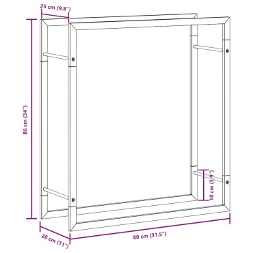 vidaXL Ραφιέρα Καυσόξυλων Ματ Μαύρο 80x28x86 εκ. Ατσάλι