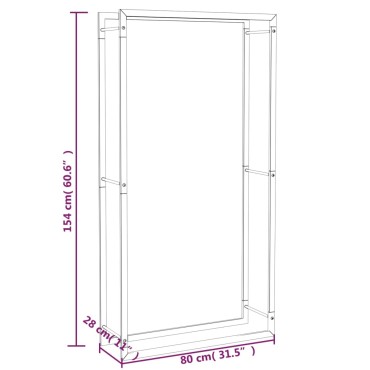 vidaXL Ραφιέρα Καυσόξυλων Ματ Μαύρο 80x28x154 εκ. Ατσάλι