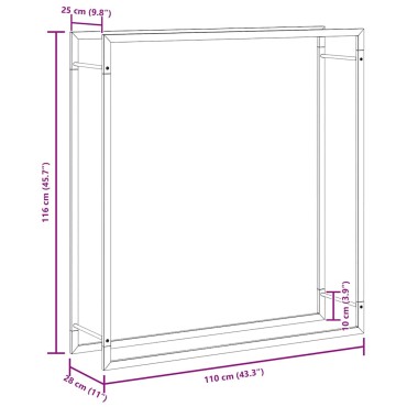 vidaXL Ραφιέρα Καυσόξυλων Ματ Μαύρο 110x28x116 εκ. Ατσάλι