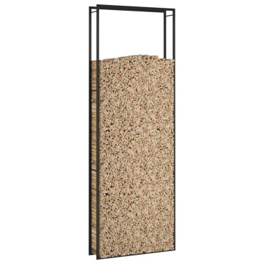 vidaXL Ραφιέρα Καυσόξυλων Ματ Μαύρο 110x28x312 εκ. Ατσάλι