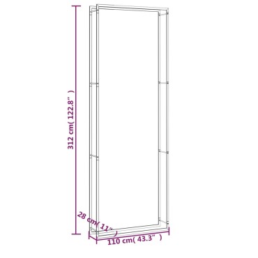 vidaXL Ραφιέρα Καυσόξυλων Ματ Μαύρο 110x28x312 εκ. Ατσάλι