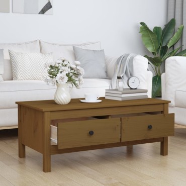 vidaXL Τραπεζάκι Σαλονιού Καφέ Μελί 100x50x40cm Μασίφ Ξύλο Πεύκου 1 τεμ.