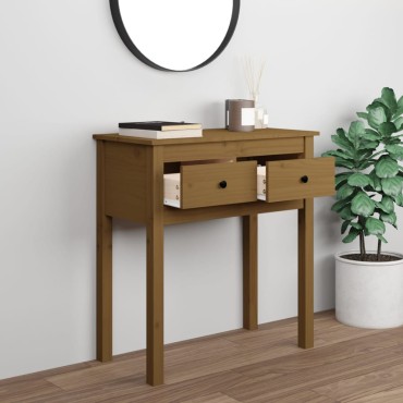 vidaXL Τραπέζι Κονσόλα Καφέ Μελί 70x35x75cm Μασίφ Ξύλο Πεύκου 1 τεμ.