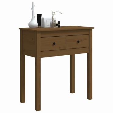 vidaXL Τραπέζι Κονσόλα Καφέ Μελί 70x35x75cm Μασίφ Ξύλο Πεύκου 1 τεμ.
