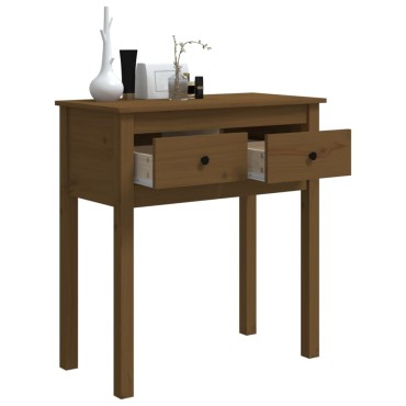 vidaXL Τραπέζι Κονσόλα Καφέ Μελί 70x35x75cm Μασίφ Ξύλο Πεύκου 1 τεμ.