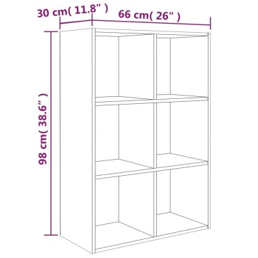 vidaXL Βιβλιοθήκη/Βοηθητικό Ντουλάπι Γκρι sonoma 66x30x98cm Επεξ Ξύλο 1 τεμ.