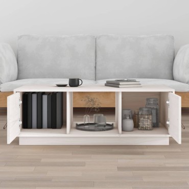vidaXL Τραπεζάκι Σαλονιού Λευκό 100x50x35cm από Μασίφ Ξύλο Πεύκου 1 τεμ.