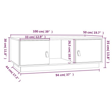 vidaXL Τραπεζάκι Σαλονιού Λευκό 100x50x35cm από Μασίφ Ξύλο Πεύκου 1 τεμ.