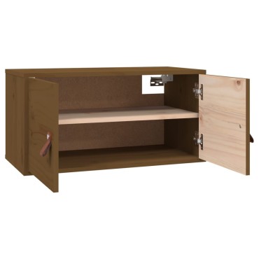 vidaXL Ντουλάπι Τοίχου Καφέ Μελί 60x30x30cm από Μασίφ Ξύλο Πεύκου 1 τεμ.