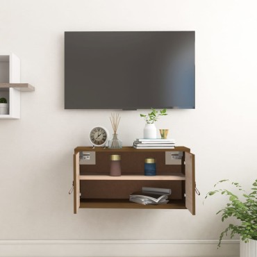 vidaXL Ντουλάπι Τοίχου Καφέ Μελί 60x30x30cm από Μασίφ Ξύλο Πεύκου 1 τεμ.