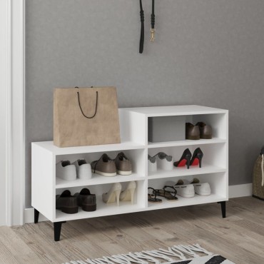 vidaXL Παπουτσοθήκη Λευκή 102x36x60cm από Επεξεργασμένο Ξύλο