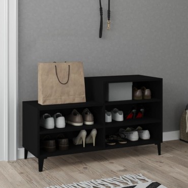 vidaXL Παπουτσοθήκη Μαύρο 102x36x60cm από Επεξεργασμένο Ξύλο