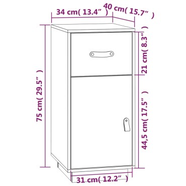 vidaXL Μπουφές Γκρι 34x40x75cm από Μασίφ Ξύλο Πεύκου 1 τεμ.