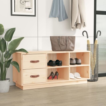 vidaXL Παπουτσοθήκη 100x34x45cm από Μασίφ Ξύλο Πεύκου