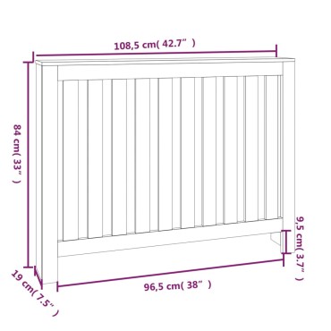 vidaXL Κάλυμμα Καλοριφέρ Μαύρο 108,5x19x84 εκ. από Μασίφ Ξύλο Πεύκου