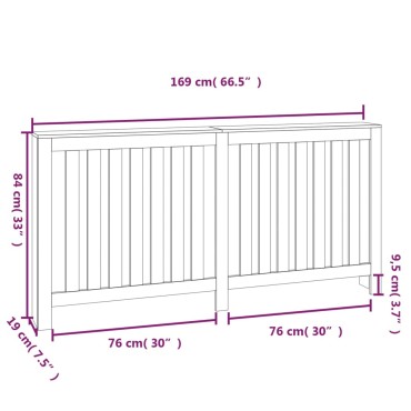 vidaXL Κάλυμμα Καλοριφέρ Λευκό 169x19x84 εκ. από Μασίφ Ξύλο Πεύκου