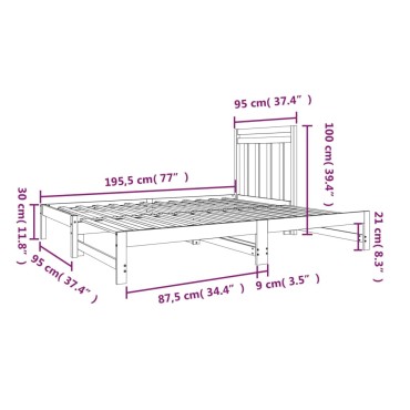 vidaXL Καναπές Κρεβάτι Συρόμενος Λευκός 2x(90x190) εκ. από Μασίφ Πεύκο