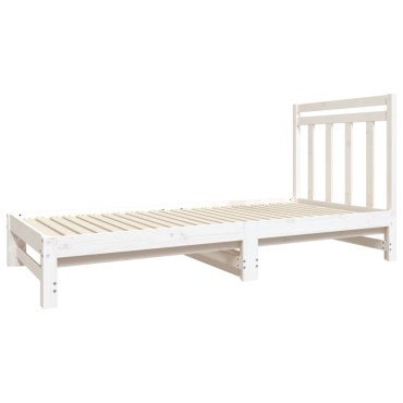 vidaXL Καναπές Κρεβάτι Συρόμενος Λευκός 2x(90x190) εκ. από Μασίφ Πεύκο
