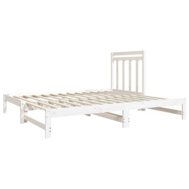 vidaXL Καναπές Κρεβάτι Συρόμενος Λευκός 2x(90x190) εκ. από Μασίφ Πεύκο