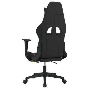 vidaXL Καρέκλα Gaming Μαύρη/Κίτρινο Ύφασμα με Υποπόδιο 64x60x(117-127)cm 1 τεμ.