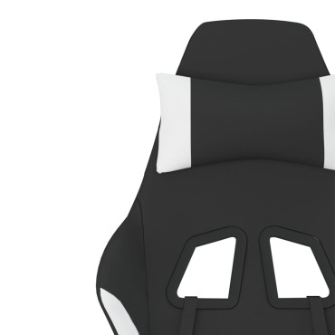 vidaXL Καρέκλα Gaming Μαύρο/Λευκό Ύφασμα με Υποπόδιο 64x60x(117-127)cm 1 τεμ.