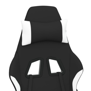 vidaXL Καρέκλα Gaming Μαύρο/Λευκό Ύφασμα με Υποπόδιο 64x60x(117-127)cm 1 τεμ.