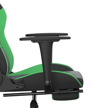 vidaXL Καρέκλα Gaming Μασάζ Υποπόδιο Μαύρο/Πράσινο από Συνθετικό Δέρμα 66x56x(120,5-131)cm 1 τεμ.
