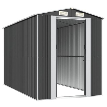 vidaXL Αποθήκη Κήπου Ανθρακί 192x357x223 εκ. Γαλβανισμένο Ατσάλι