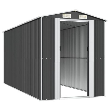 vidaXL Αποθήκη Κήπου Ανθρακί 192x440x223 εκ. Γαλβανισμένο Ατσάλι