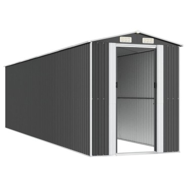 vidaXL Αποθήκη Κήπου Ανθρακί 192x772x223 εκ. Γαλβανισμένο Ατσάλι