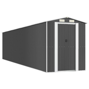 vidaXL Αποθήκη Κήπου Ανθρακί 192x855x223 εκ. Γαλβανισμένο Ατσάλι