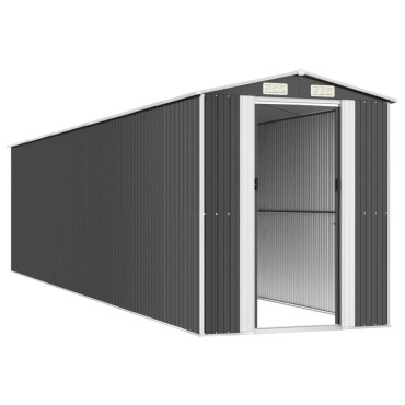 vidaXL Αποθήκη Κήπου Ανθρακί 192x855x223 εκ. Γαλβανισμένο Ατσάλι