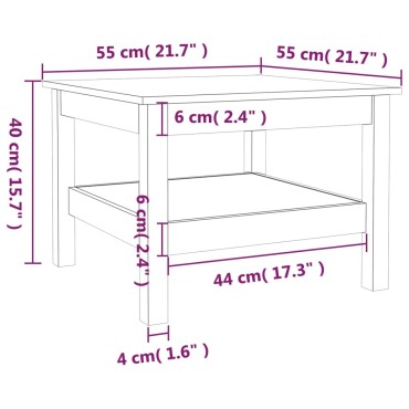 vidaXL Τραπεζάκι Σαλονιού Καφέ Μελί 55x55x40cm Μασίφ Ξύλο Πεύκου 1 τεμ.