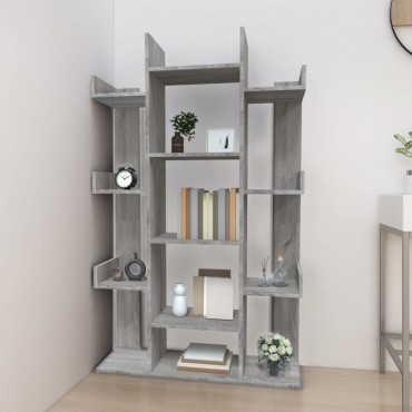 vidaXL Βιβλιοθήκη Γκρι Sonoma 86x25,5x140cm από Επεξεργασμένο Ξύλο 1 τεμ.