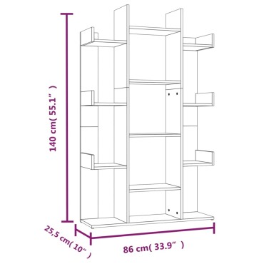vidaXL Βιβλιοθήκη Γκρι Sonoma 86x25,5x140cm από Επεξεργασμένο Ξύλο 1 τεμ.