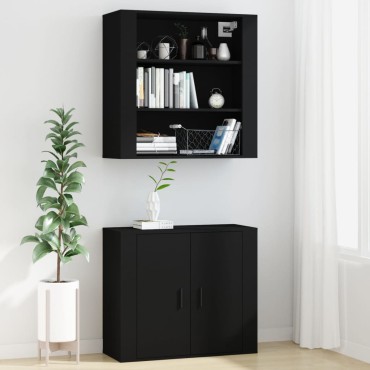 vidaXL Ντουλάπι Τοίχου Μαύρο 80x33x80cm Επεξεργασμένο Ξύλο 1 τεμ.