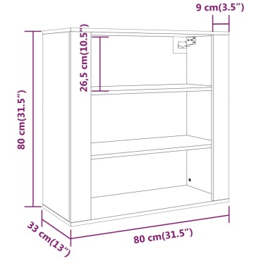 vidaXL Ντουλάπι Τοίχου Μαύρο 80x33x80cm Επεξεργασμένο Ξύλο 1 τεμ.