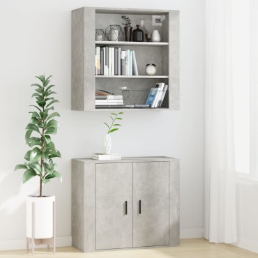 vidaXL Ντουλάπι Τοίχου Γκρι Σκυρ. 80x33x80cm Επεξεργασμένο Ξύλο 1 τεμ.