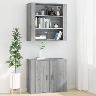 vidaXL Ντουλάπι Τοίχου Γκρι Sonoma 80x33x80cm Επεξεργασμένο Ξύλο 1 τεμ.