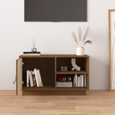 vidaXL Έπιπλο Τηλεόρασης Καφέ Μελί 70x34x40cm από Μασίφ Ξύλο Πεύκου
