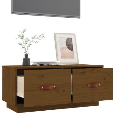 vidaXL Έπιπλο Τηλεόρασης Καφέ Μελί 80x34x35cm από Μασίφ Ξύλο Πεύκου