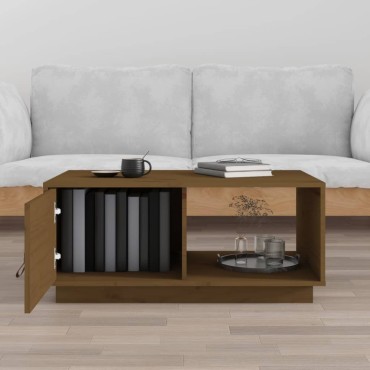 vidaXL Τραπεζάκι Σαλονιού Καφέ μελί80x50x35,5cm από Μασίφ Ξύλο Πεύκου 1 τεμ.