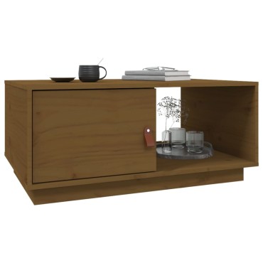 vidaXL Τραπεζάκι Σαλονιού Καφέ μελί80x50x35,5cm από Μασίφ Ξύλο Πεύκου 1 τεμ.