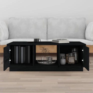 vidaXL Τραπεζάκι Σαλονιού Μαύρο 100x50x35cm από Μασίφ Ξύλο Πεύκου 1 τεμ.