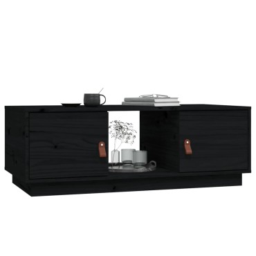 vidaXL Τραπεζάκι Σαλονιού Μαύρο 100x50x35cm από Μασίφ Ξύλο Πεύκου 1 τεμ.