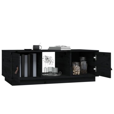 vidaXL Τραπεζάκι Σαλονιού Μαύρο 100x50x35cm από Μασίφ Ξύλο Πεύκου 1 τεμ.